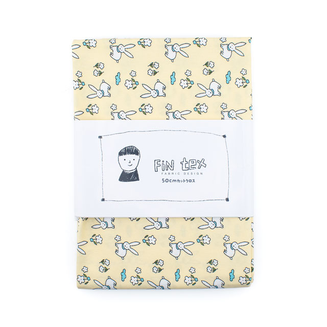 生地 FiN tex-フィンテックス- うさぎ 約140cm幅×50cmカット(OKF-027) 2YE.クリーム 09Ae06_